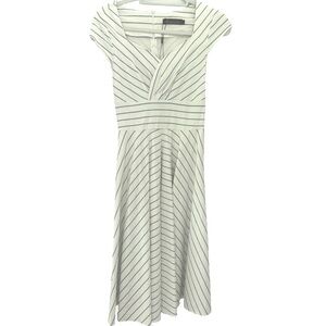 GOWN TOWN NWOT White and Navy Stripe 1950s Style Cap Sleeve Dress Size S
